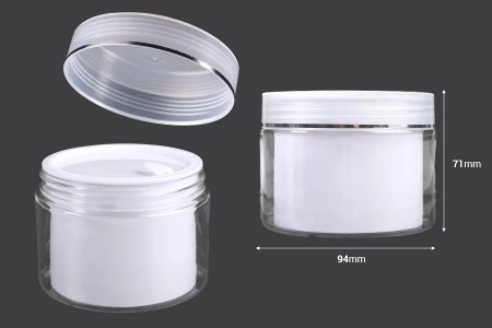 Plastična kutijica sa duplim dnom 200 mL za kremu, sa zatvaračem, plastičnim međupoklopcem i spatulom - 6 kom-2