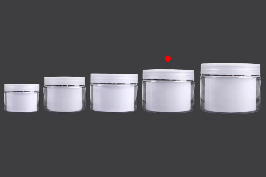 Plastična kutijica sa duplim dnom 200 mL za kremu, sa zatvaračem, plastičnim međupoklopcem i spatulom - 6 kom Plastična kutijica sa duplim dnom 200 mL za kremu, sa zatvaračem, plastičnim međupoklopcem i spatulom - 6 kom