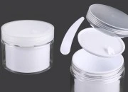 Plastična kutijica sa duplim dnom 250 mL za kremu, sa zatvaračem, plastičnim međupoklopcem i spatulom - 6 kom Plastična kutijica sa duplim dnom 250 mL za kremu, sa zatvaračem, plastičnim međupoklopcem i spatulom - 6 kom