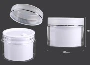 Plastična kutijica sa duplim dnom 250 mL za kremu, sa zatvaračem, plastičnim međupoklopcem i spatulom - 6 kom Plastična kutijica sa duplim dnom 250 mL za kremu, sa zatvaračem, plastičnim međupoklopcem i spatulom - 6 kom