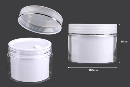 Plastična kutijica sa duplim dnom 250 mL za kremu, sa zatvaračem, plastičnim međupoklopcem i spatulom - 6 kom-2