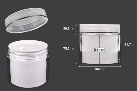 Plastična kutijica sa duplim dnom 500 mL za kremu, sa zatvaračem, plastičnim međupoklopcem i spatulom - 6 kom-2