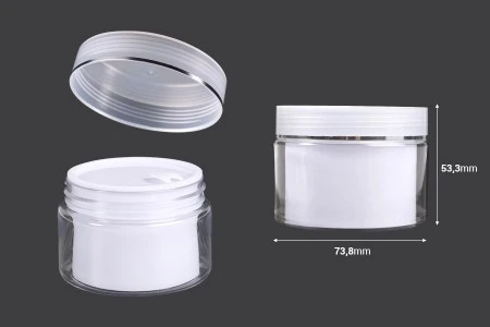 Plastična kutijica sa duplim dnom 50 mL za kremu, sa zatvaračem i plastičnim međupoklopcem - 6 kom-2