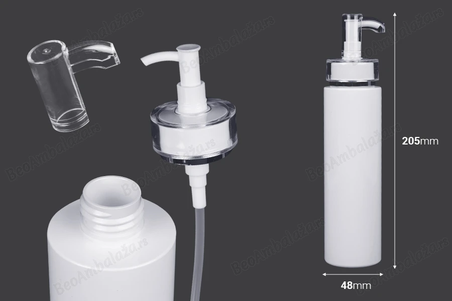 PET flaša od 200mL sa pumpicom za kreme (PP24) i poklopcem - 6 kom-dimenzije_slike