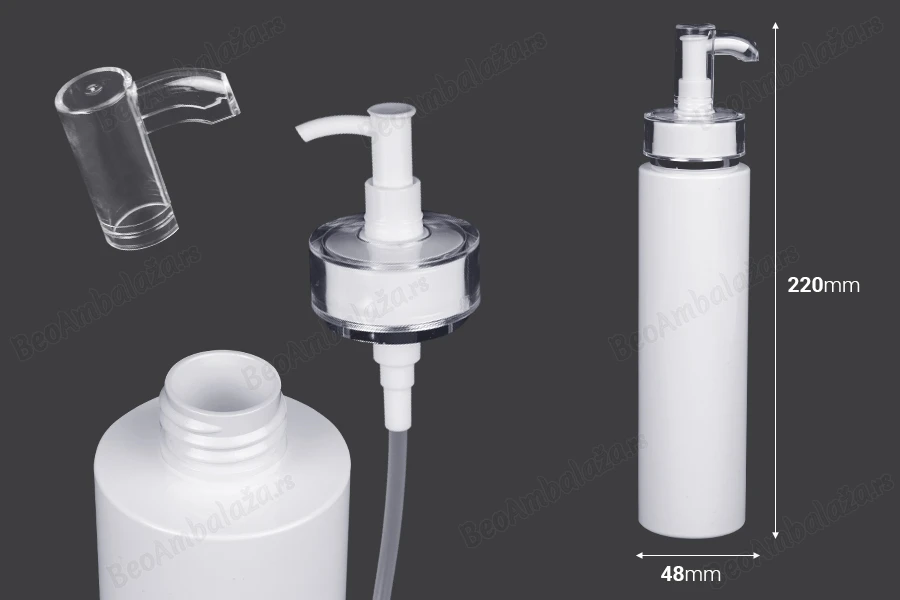 PET flaša od 250mL sa pumpicom za kreme (PP24) i poklopcem - 6 kom-dimenzije_slike