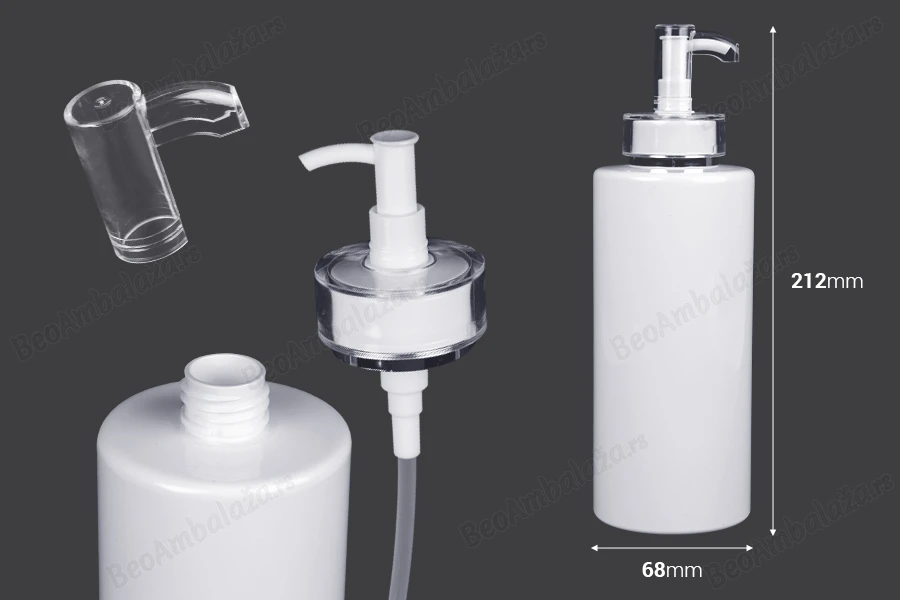 PET flaša od 500mL sa pumpicom za kreme (PP24) i poklopcem - 6 kom-dimenzije_slike