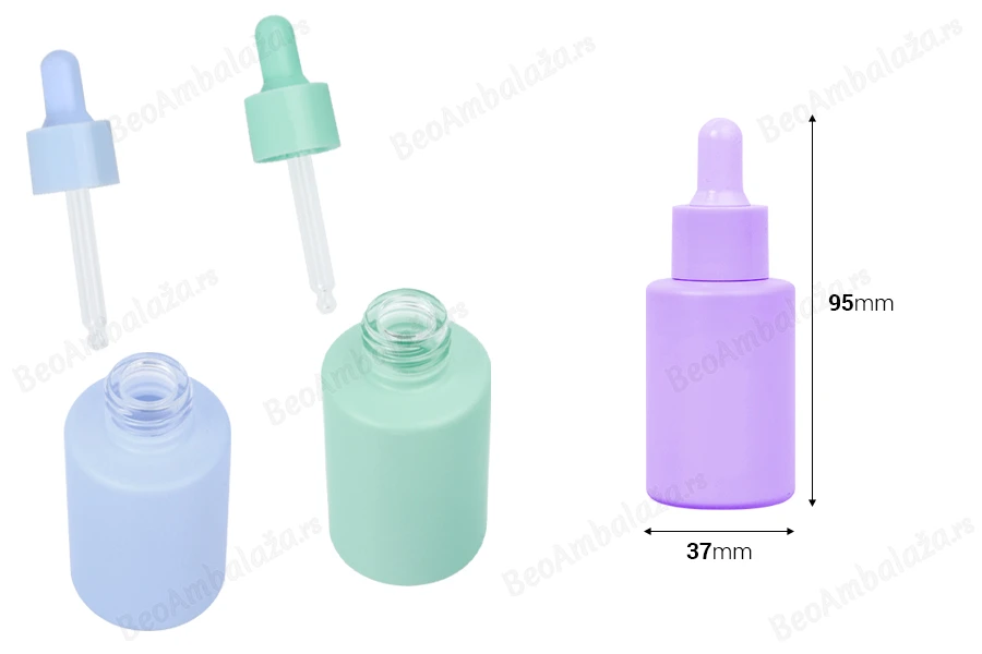 Staklena bočica od 30mL sa pipetom u MAT pastelnim bojama-dimenzije_slike