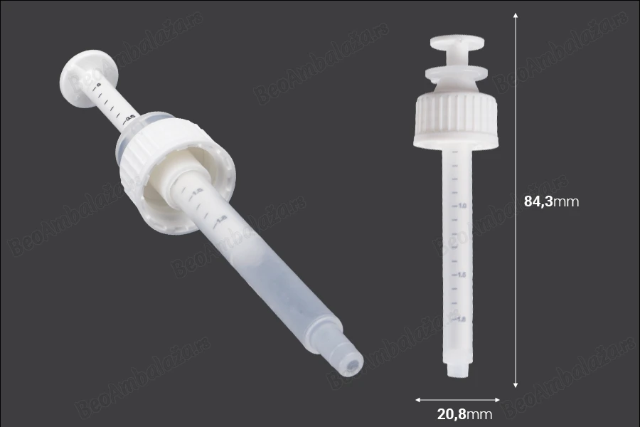 Plastični dozator za bočice PP18 od 20 mL-dimenzije_slike