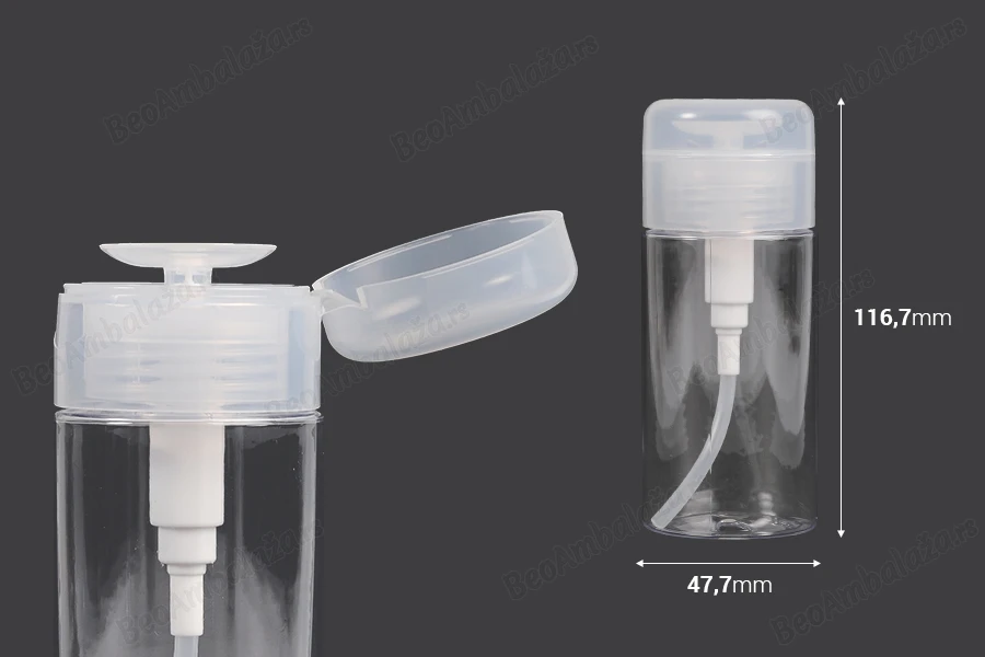 Plastična flašica 120mL sa pumper pumpicom za preparate za uklanjanje šminke - 12 kom-dimenzije_slike