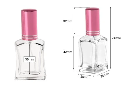 Staklena parfemska bočica 15 mL sa sprejom i aluminijumskim poklopcem u raznim bojama - 6 kom-2