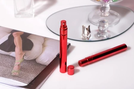Crvena staklena bočica 10mL za parfem sa aluminijumskom oblogom - 6 kom-3