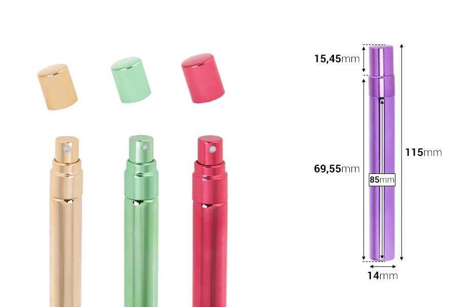 Staklena flašica 10mL za parfeme sa aluminijumskom oblogom, raznih boja - 6 kom Staklena flašica 10mL za parfeme sa aluminijumskom oblogom, raznih boja - 6 kom