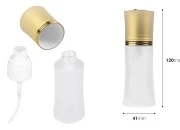 Staklena bočica od peskiranog stakla 50mL, za kreme sa pumpicom i zlatnim zatvaračem Staklena bočica od peskiranog stakla 50mL, za kreme sa pumpicom i zlatnim zatvaračem