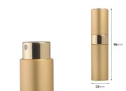Staklena bočica 8mL sa sprejom za parfem, u aluminijumskoj futroli u zlatnoj boji Staklena bočica 8mL sa sprejom za parfem, u aluminijumskoj futroli u zlatnoj boji