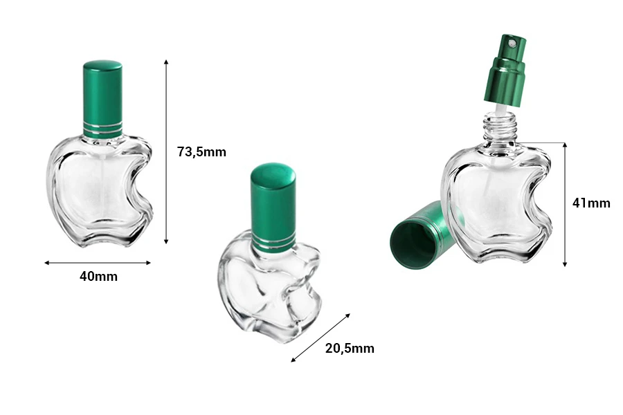 Bočica za parfeme 10mL, u obliku jabuke sa sprejom, sa aluminijumskim zatvaračem u više boja-dimenzije_slike