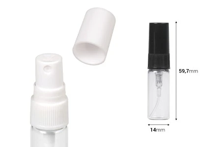 Providna staklena bočica 3mL sa plastičnim sprejom i zatvaračem - 6 kom-2