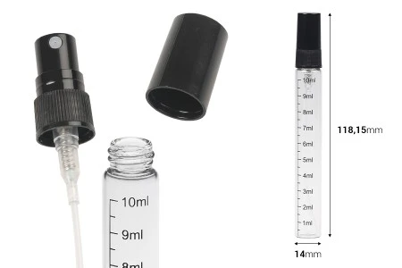 Providna staklena bočica 10mL sa graduacijom, sa plastičnim sprejom i zatvaračem - 6 kom-2