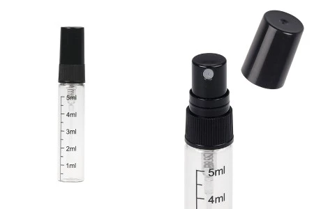 Providna staklena bočica 5mL sa graduacijom, sa plastičnim sprejom i zatvaračem - 6 kom-1