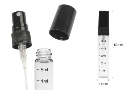 Providna staklena bočica 5mL sa graduacijom, sa plastičnim sprejom i zatvaračem - 6 kom-2