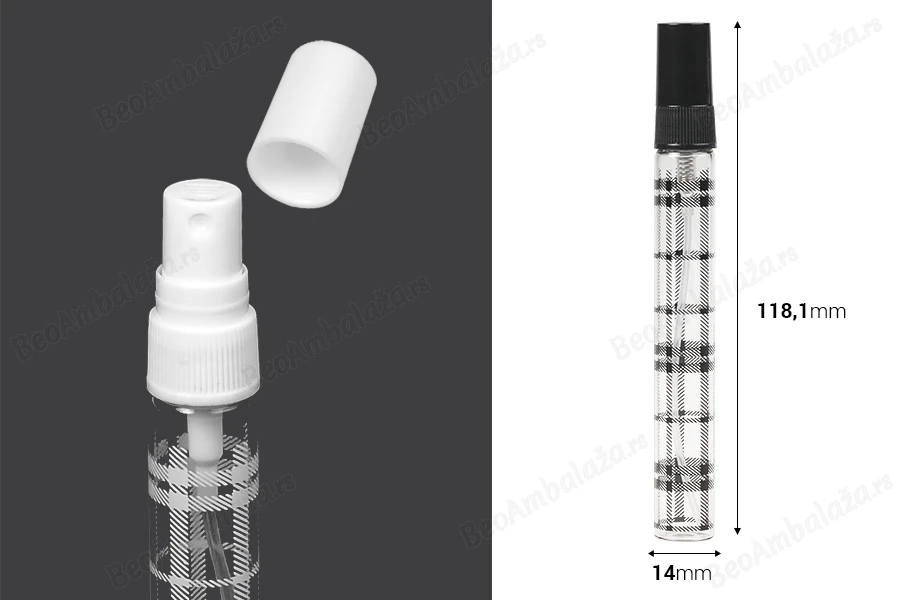 Staklena bočica 10mL sa plastičnim sprejom i zatvaračem - 6 kom-dimenzije_slike