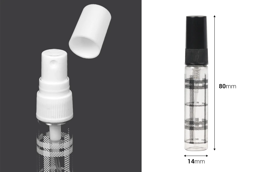 Staklena bočica 5mL sa plastičnim sprejom i zatvaračem - 6 kom Staklena bočica 5mL sa plastičnim sprejom i zatvaračem - 6 kom