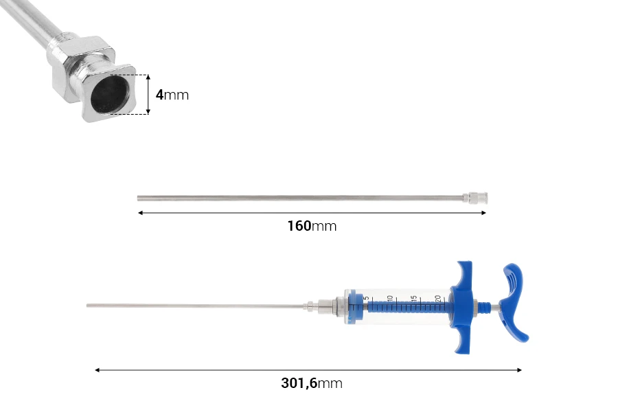 Višenamenski plastični špric od 20mL sa metalnom iglom od 160 mm Višenamenski plastični špric od 20mL sa metalnom iglom od 160 mm