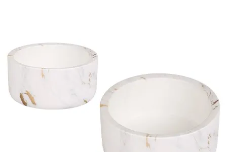 Dekorativna keramička posuda 130x60 mm u dezenu sivo-zlatnog mermera-1