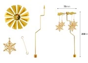 Dekorativni karusel u obliku pahuljice u zlatnoj boji (visina 185 mm)-dimenzije_slike