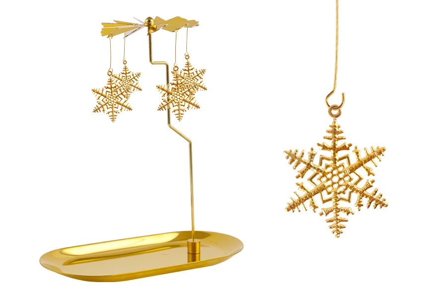 Dekorativni karusel u obliku pahuljice u zlatnoj boji (visina 185 mm)-grupa_slika