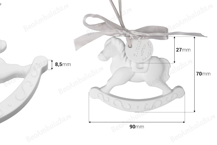 Gipsani viseći osveživač prostora u obliku konjića 90x70 mm-dimenzije_slike