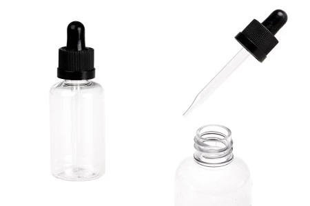 Plastična (PET) providna bočica 50 mL sa crnom pipetom sa sigurnosnim CRC zatvaranjem - 12 kom-1