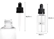 Plastična (PET) providna bočica 50 mL sa crnom pipetom sa sigurnosnim CRC zatvaranjem - 12 kom