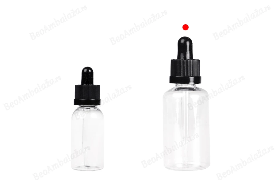 Plastična (PET) providna bočica 50 mL sa crnom pipetom sa sigurnosnim CRC zatvaranjem - 12 kom-grupa_slika