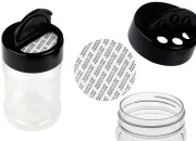 Plastična (PET) providna teglica 150mL, sa crnim poklopcem i unutrašnjom zaptivkom (PE) za začine - 6 kom