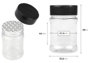 Plastična (PET) providna teglica 150mL, sa crnim poklopcem i unutrašnjom zaptivkom (PE) za začine - 6 kom