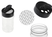 Plastična (PET) providna teglica 170mL, sa crnim poklopcem i unutrašnjom zaptivkom (PE) za začine - 6 kom Plastična (PET) providna teglica 170mL, sa crnim poklopcem i unutrašnjom zaptivkom (PE) za začine - 6 kom