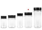 Plastična (PET) providna teglica 170mL, sa crnim poklopcem i unutrašnjom zaptivkom (PE) za začine - 6 kom Plastična (PET) providna teglica 170mL, sa crnim poklopcem i unutrašnjom zaptivkom (PE) za začine - 6 kom
