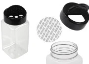 Plastična (PET) providna teglica 250mL, sa crnim poklopcem i unutrašnjom zaptivkom (PE) za začine - 6 kom Plastična (PET) providna teglica 250mL, sa crnim poklopcem i unutrašnjom zaptivkom (PE) za začine - 6 kom