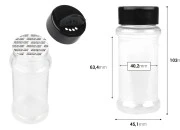 Plastična (PET) providna teglica 100mL, sa crnim poklopcem i unutrašnjom zaptivkom (PE) za začine