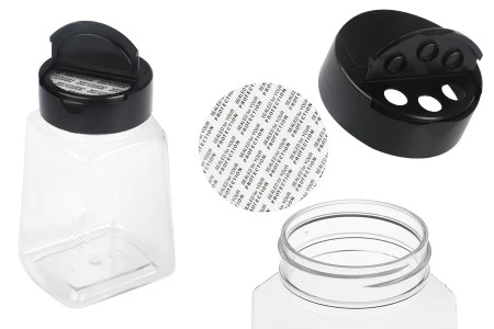 Plastična (PET) providna teglica 260mL, sa crnim poklopcem i unutrašnjom zaptivkom (PE) za začine-1