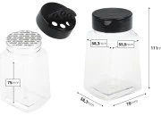 Plastična (PET) providna teglica 260mL, sa crnim poklopcem i unutrašnjom zaptivkom (PE) za začine Plastična (PET) providna teglica 260mL, sa crnim poklopcem i unutrašnjom zaptivkom (PE) za začine