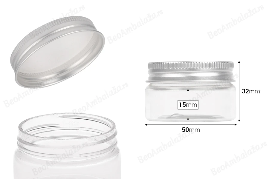 Providna PET kutijica 30mL sa srebrnim aluminijumskim zatvaračem sa zaptivkom - 12 kom-dimenzije_slike