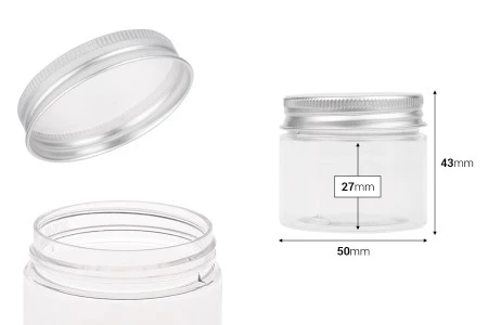 Providna PET kutijica 50mL sa srebrnim aluminijumskim zatvaračem sa zaptivkom - 12 kom-2
