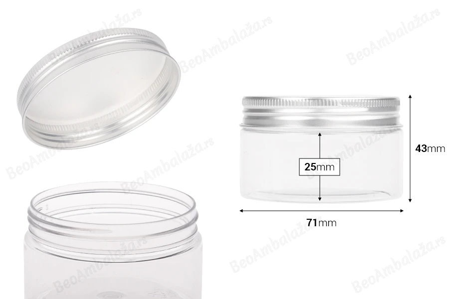 Providna PET kutijica 100mL sa srebrnim aluminijumskim zatvaračem sa zaptivkom - 12 kom-dimenzije_slike