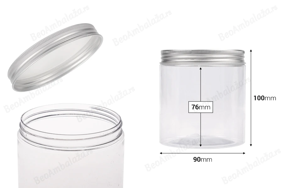 Providna PET kutija 500mL, sa srebrnim aluminijumskim zatvaračem sa zaptivkom - 6 kom-dimenzije_slike