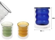 Dvostruka staklena tegla 200 mL za sveću (75x93 mm) u raznim bojama