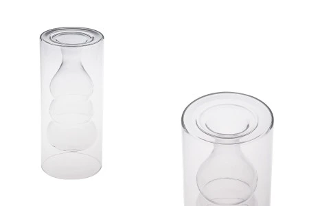 Staklena posuda 350 mL dvokomorna (90x200 mm) od duvanog stakla, pogodna za osveživače prostora, providna-1