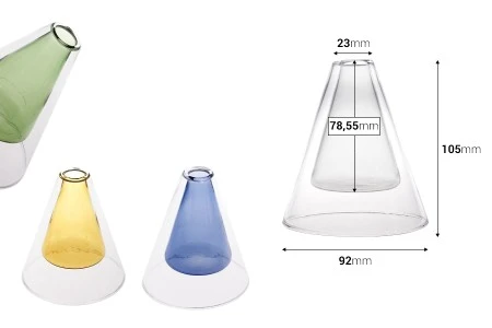 Staklena posuda 80 mL dvokomorna (92x105 mm) od duvanog stakla, pogodna za osveživače prostora, u raznim bojama-2