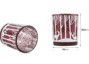 Dekorativni Božićni stakleni svećnjak sa irvasima (bez poklopca) crvene boje-dimenzije_slike