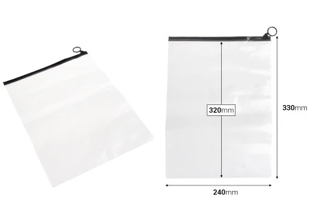 Poluprovidna kesica (PVC) 240x330 mm sa crnim patent  (zip) zatvaračem - 12 kom-2